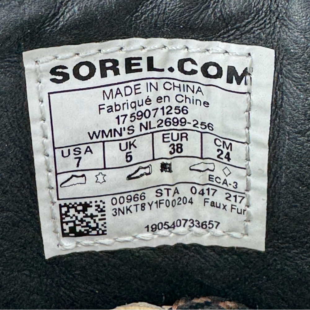 Sorel Conquest Shearling Wedge Ankle Boots Color Tobacco Brown. SZ 7 - Picture 10 of 10
